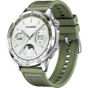 Megafox Teknoloji Huawei Watch Uyumlu Kordon Silikon Kumaş Dikişli Metal Tokalı Kayış, Yeşil