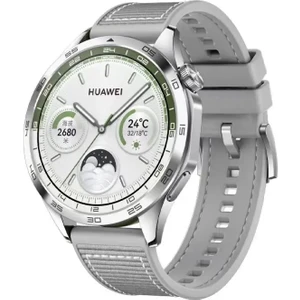 Megafox Teknoloji Huawei Watch Uyumlu Kordon Silikon Kumaş Dikişli Metal Tokalı Kayış, Gri