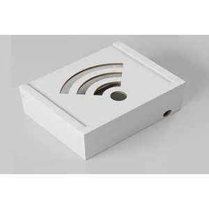 Duvar Düzenleyici Ahşap Dekoratif Beyaz Wifi Kutusu