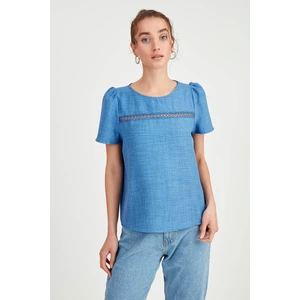 Güpürlü Kısa Kol Bluz