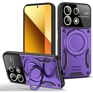 M.tk moveteck Xiaomi Redmi Note 13 Pro 4g Kılıf Magsafe Dönebilen Halkalı Standlı Tam Kamera Lens Korumalı Gold Detaylı Military