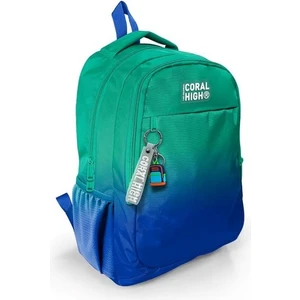 Coral High Yeşil Saks Renk Geçişli Üç Bölmeli Okul Sırt Çantası 23665