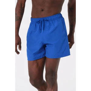Miami Beach Saks Mavi Su Itici Özellikli Düz Renk Basic Erkek Plaj Deniz Şort Mayo - DG300-SAKS