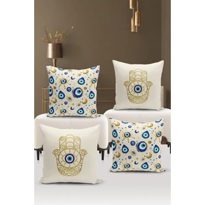 Nazar Serisi Çift Tarafı Dijital Baskılı  4'lü Kırlent Kılıfı Seti (Evil Eye Cushion Cover)