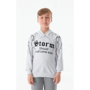 Baskılı Kapüşonlu Erkek Çocuk Sweatshirt