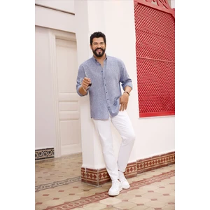 Altınyıldız Classics Comfort Fit Rahat Kesim Düğmeli Yaka Keten Gömlek