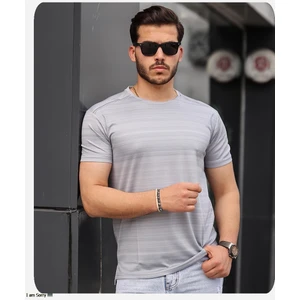 Spor Life Mens Style Reflektör Şeritli Çizgili Spor T-Shirt