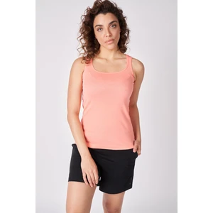 Kadın U Yaka Sıfır Kol Regular Fit Basic Geniş Askılı Tişört Mercan