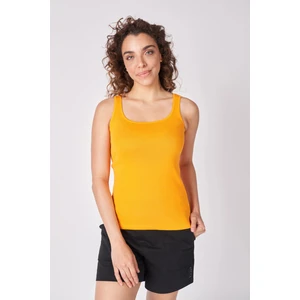 Kadın U Yaka Sıfır Kol Regular Fit Basic Geniş Askılı Tişört Neon Oranj