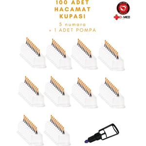 5 Numara Hacamat Kupası 100 Adet + 1 Adet Pompa