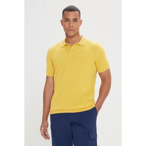 Altınyıldız Classics Erkek Sarı Standart Fit Normal Kesim Polo Yaka %100 Pamuk Desenli Kısa Kollu Triko Tişört