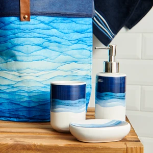 Bath 3'lü Seramik Banyo Seti - Mavi - 18X6 cm
