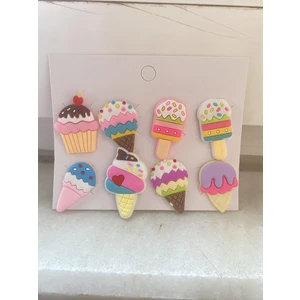 Herşey Nota Cupcake Dondurma Renkli Terlik Süsü Cross Terlik Jibbitz Terlik Aksesuarı 8 Adet
