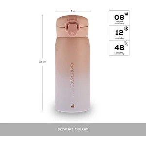 Skyfall Çelik Sızdırmaz Termos 500 ml Pembe