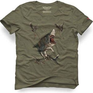 Baykuş Ve Köpekbalıklı Tasarım T-Shirt
