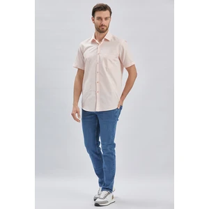 Somon Kısa Kollu Desenli Sert Yaka Cepli Pamuklu Klasik Comfort Fit Rahat Kesim Gömlek 1004240231