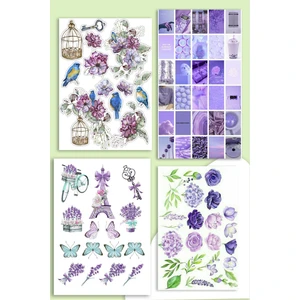 Mor Temalı 10'lı Sticker Planner Ajanda Bullet Journal Için Uygun Set