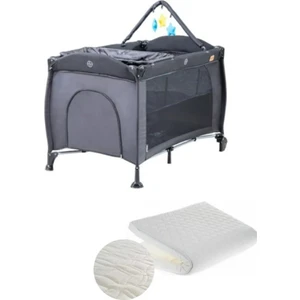 BABY2GO 2350 Madrid 70X110CM Oyun Parkı Yatak Hediyeli Gri