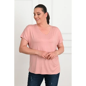 Kadın V Yaka Büyük Beden T-Shirt 1486-23
