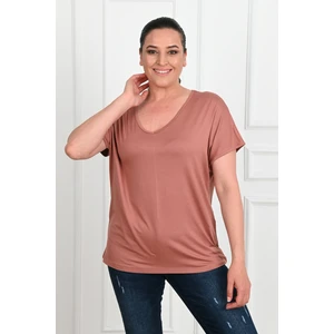Kadın V Yaka Büyük Beden T-Shirt 1486-23