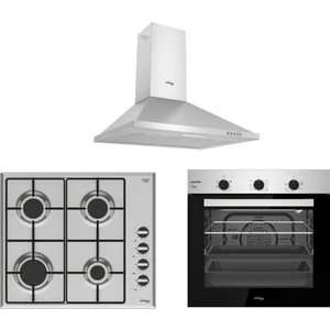 TT100 Inox Ankastre Set TDP6001IM Davlumbaz + TAO6007IM Ocak + TAF6006ISM Fırın Inox Ankastre Set