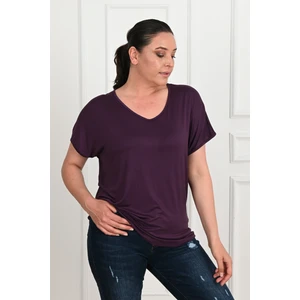 Kadın V Yaka Büyük Beden T-Shirt 1486-23