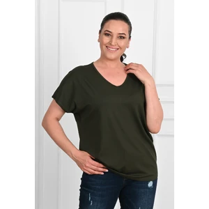 Kadın V Yaka Büyük Beden T-Shirt 1486-23