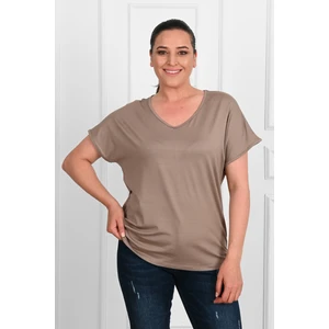 Kadın V Yaka Büyük Beden T-Shirt 1486-23