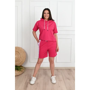 Kadın Çizgi Detaylı Büyük Beden Şortlu Takım 3768-23