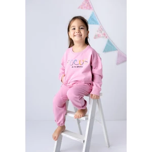 Kız Çocuk Focus Nakışlı Gizli Cep Detaylı Eşofman Takımı