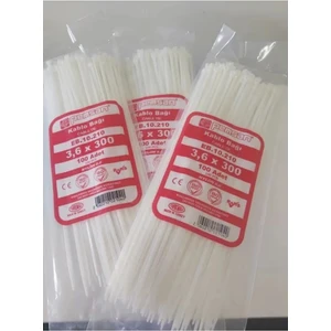 30CM x 3,6mm Plastik Cırt Kelepçe ( Kablo Bağı ) Saydam-Beyaz