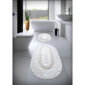 Cotton Crafty %100 Pamuk El Tafting Su Emici Banyo Paspas Seti, Banyo Halısı Cottonway 2 Li Set 60X100 - 60X50
