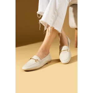 Pembe Potin Gold Toka Detaylı Rahat Kalıp Kadın Babet 57-023-24CILT