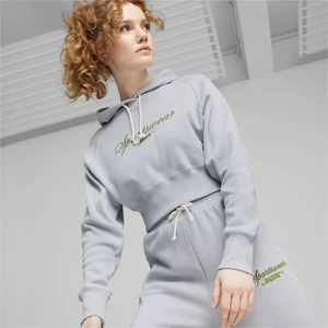 Kadın Gray Fog Puma Classıcs+ Relaxed Cropped Hoodie Gri Kadın Sweatshirt