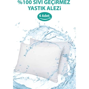 Sıvı Geçirmez Yastık Alezi 4'lü Pamuklu Fermuarlı Yastık Koruyucu Kılıf