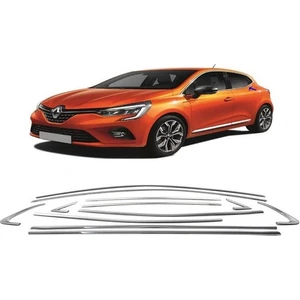 Alminox Oto Renault Clio 5 Hb 12 Parça Krom Cam Çerçeve Çıtası Seti 2019-2020-2021