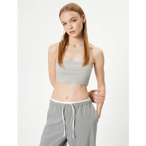 Crop Straplez Üst Ribanalı Pamuklu