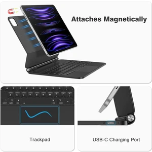Ipad Air 11 Inç 2024 M2 Çipli Uyumlu Magic Keyboard Touchpad Işıklı Türkçe Q Klavyeli Kılıf