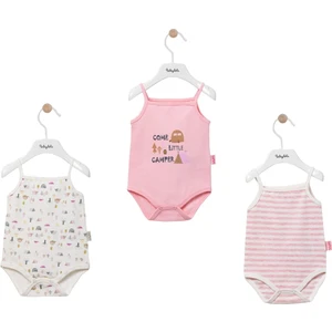 Kız Bebek 3 Lü  Ip Askılı Pembe Body
