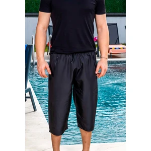 Erkek Siyah Basic Düz Cepli Kapri,deniz Şortu