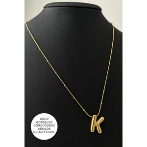 Çelik K Harfi  Balon Kolye (Harf:1,5cm Zincir:44+5)