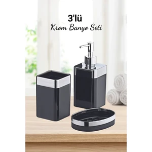 Grimor Life 3 Parça Akrilik Metalize Kaplamalı Lüx Banyo Seti Siyah