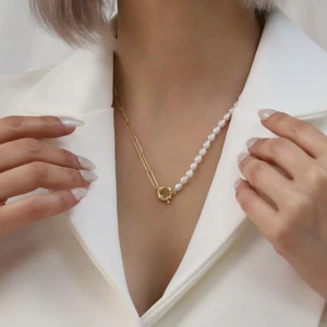 Nox Jewelry 925 Ayar Gümüş Barock White Tatlısu Incisi Kolye-5mm