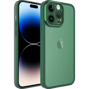 Cepte Aksesuar Apple iPhone 14 Pro Max - Uyumlu Kamera Korumalı Transparan Post Kapak-Koyu Yeşil