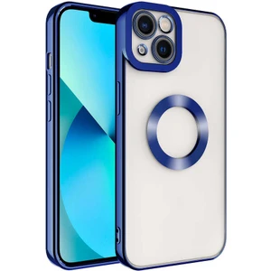 Cepte Aksesuar Apple iPhone 14 Plus - Uyumlu Kamera Korumalı Logo Gösteren Omega Kapak-Mavi