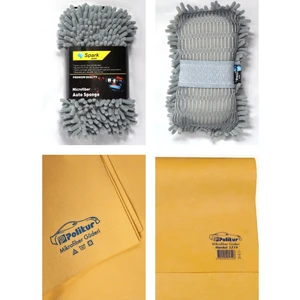 7040 Şönil Oto Yıkama Süngeri ve Polikur 3219 Mikrofiber Güderi Oto Kurulama Bezi (2'li Set)