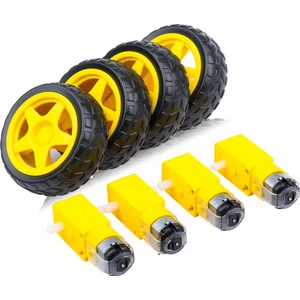 4 Adet Dc Elektrik Motoru + Plastik Tt Motor Lastik Tekerlek Çift Şaftlı Dişli Motor Tt Şanzıman Motor Akıllı Araba Için (Yurt Dışından)