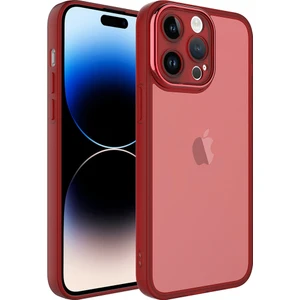 Cepte Aksesuar Apple iPhone 14 Pro Max - Uyumlu Kamera Korumalı Transparan Post Kapak-Kırmızı