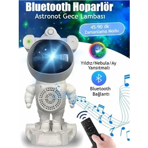 Astronot Bluetooth Hoparlörlü Galaksi Işık Projektörü Yatak Odası Için Gece Lambası ve Zamanlayıcılı Yıldız Tavan