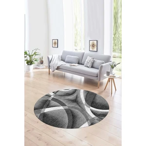 Napoli Home Dijital Kaymaz Taban Yıkanabilir Modern Desen Yuvarlak Mutfak Salon Halısı, N-Y-Modern-97-Gri,